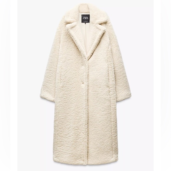 ZARA Long Fleece Coat - Picture 8 of 10